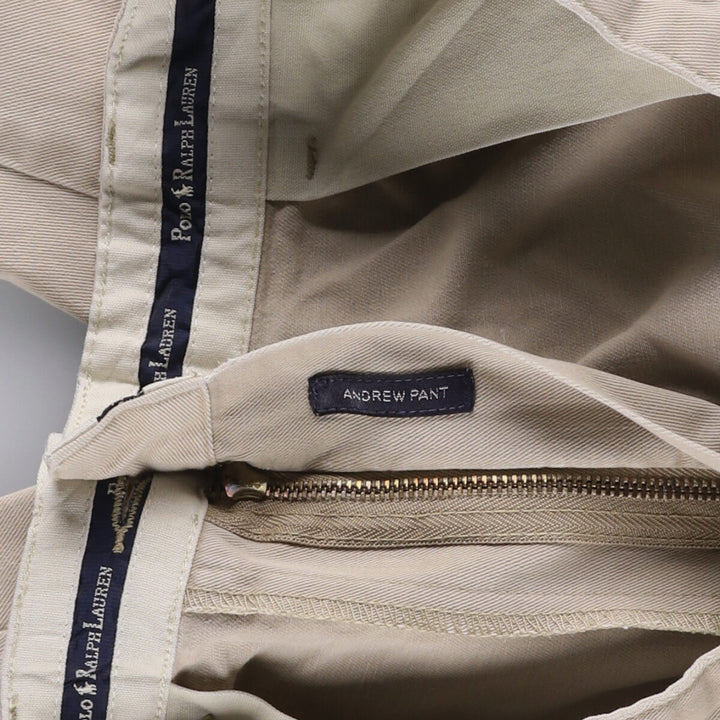 Ralph Lauren POLO RALPH LAUREN ANDREW PANT Two-pleat chino pants Men's size W34 cotton Beige type Vintage Second Hand