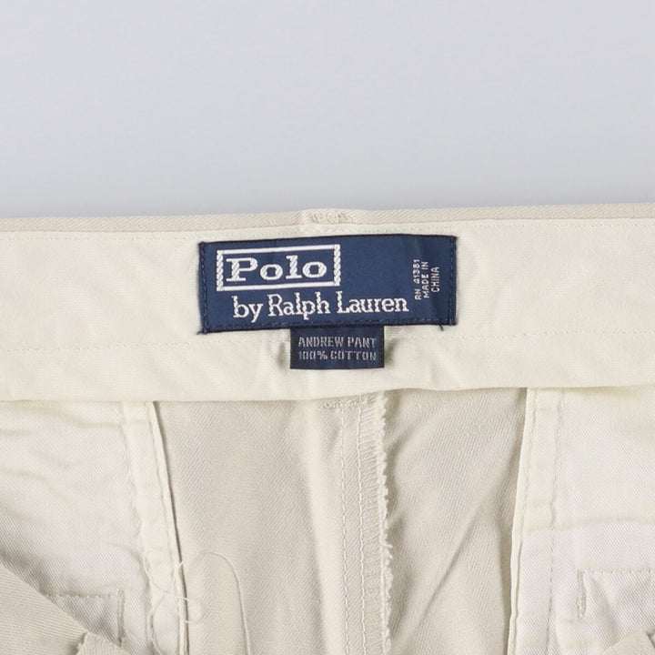Ralph Lauren POLO by Ralph Lauren ANDREW PANT Two-pleat chino pants for men, equivalent to W34 cotton ivory Vintage Second Hand