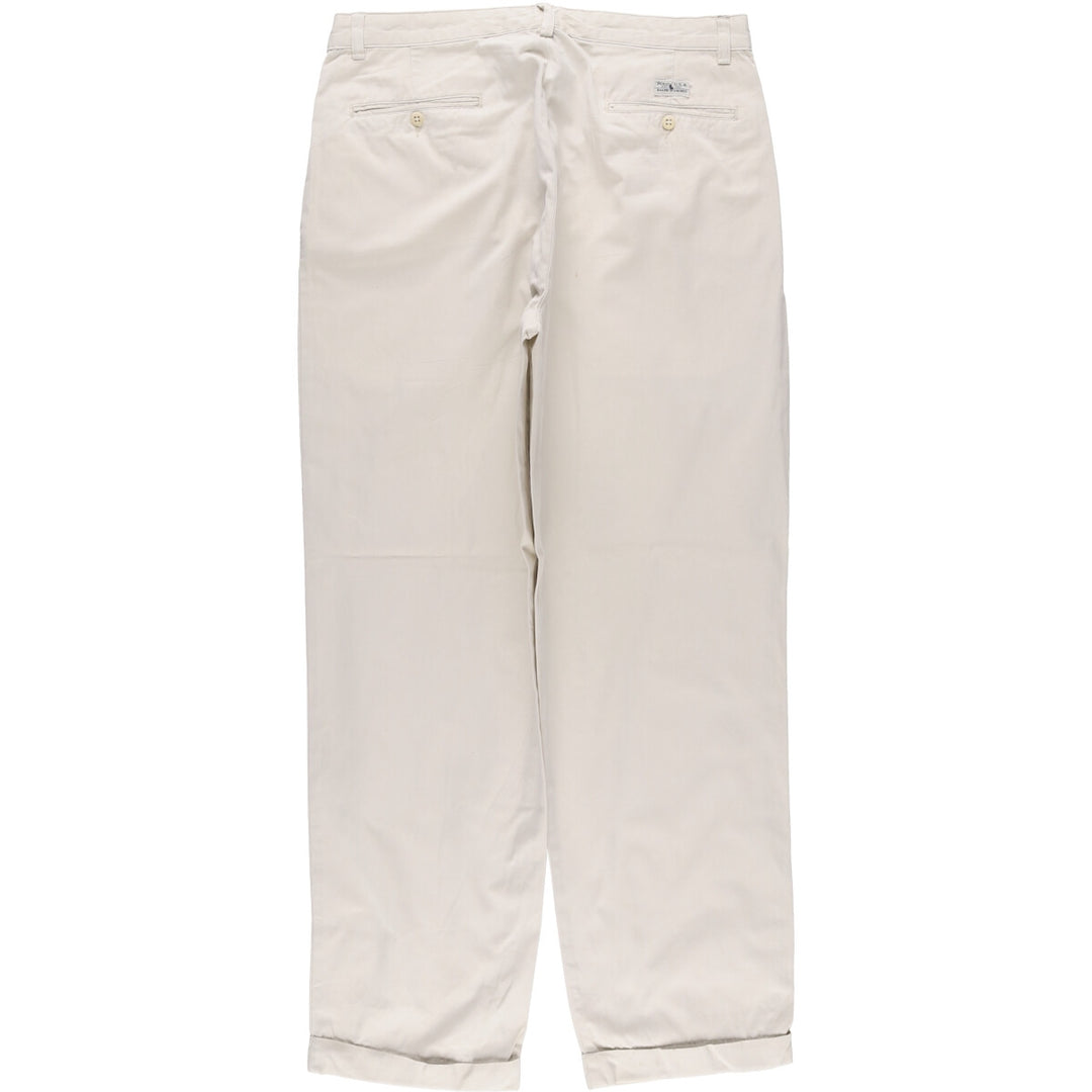 Ralph Lauren POLO RALPH LAUREN HAMMOND PANT, two-pleat chino pants, men's size W34 cotton pale white type Vintage Second Hand