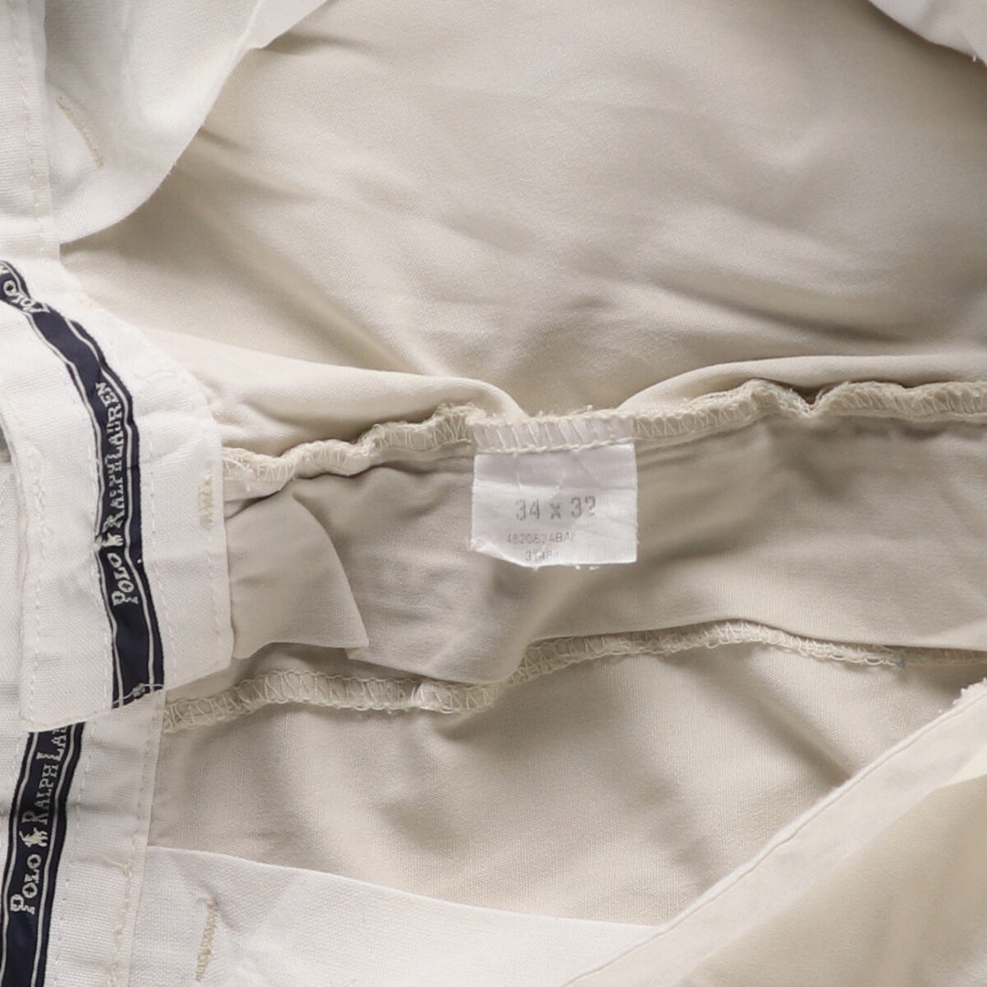 Ralph Lauren POLO RALPH LAUREN HAMMOND PANT, two-pleat chino pants, men's size W34 cotton pale white type Vintage Second Hand