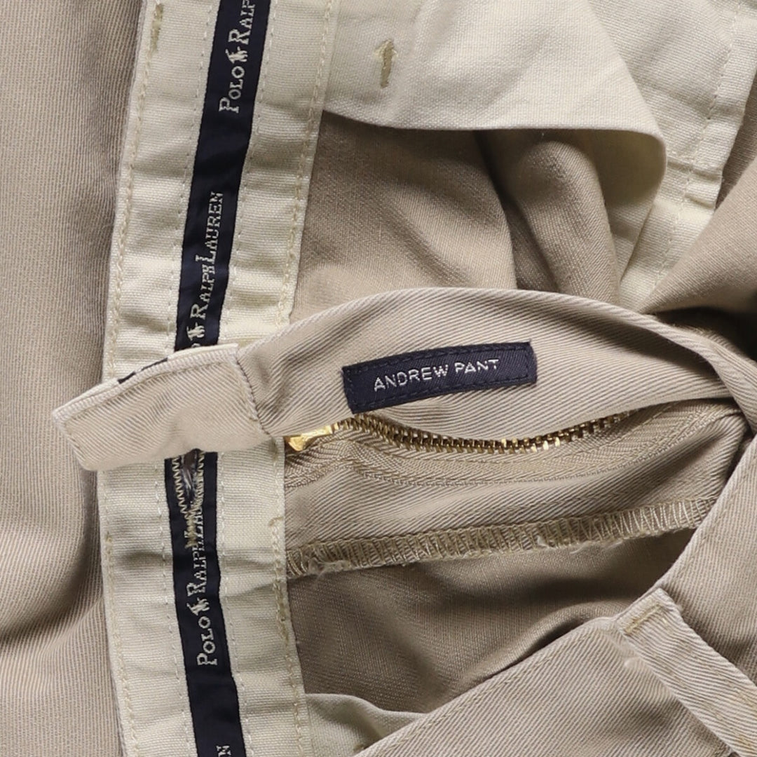Ralph Lauren POLO RALPH LAUREN Two-pleat chino pants for men, size W34 cotton Beige type Vintage Second Hand