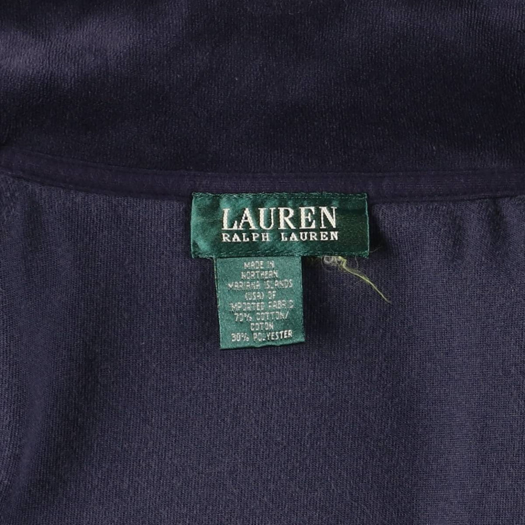 Ralph Lauren LAUREN Velour Jersey Track Jacket, Women's Size L cotton navy blue type Vintage Second Hand