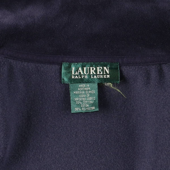 Ralph Lauren LAUREN Velour Jersey Track Jacket, Women's Size L cotton navy blue type Vintage Second Hand