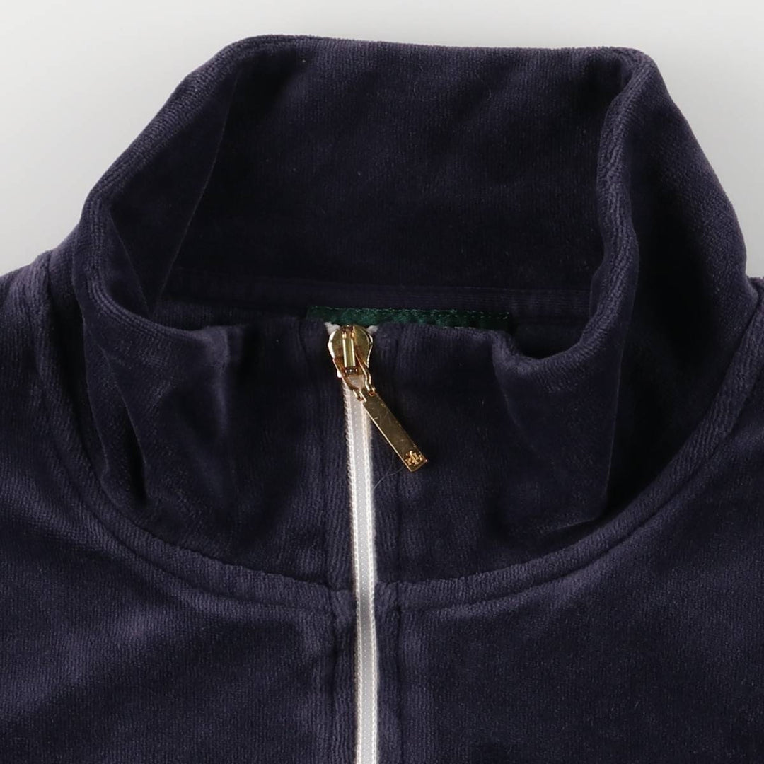 Ralph Lauren LAUREN Velour Jersey Track Jacket, Women's Size L cotton navy blue type Vintage Second Hand