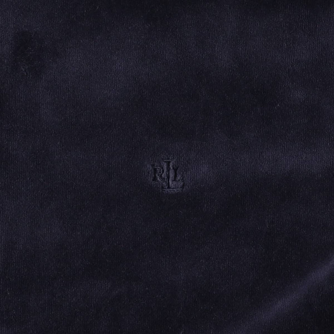 Ralph Lauren LAUREN Velour Jersey Track Jacket, Women's Size L cotton navy blue type Vintage Second Hand