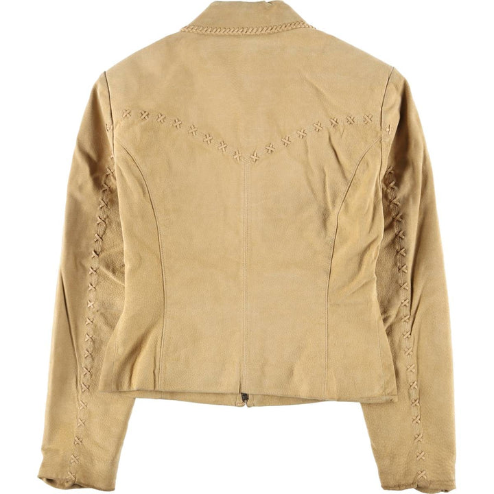 CRIPPLE CREEK Suede Leather Jacket, Women's Size S Genuine suede leather Beige type Vintage Second Hand