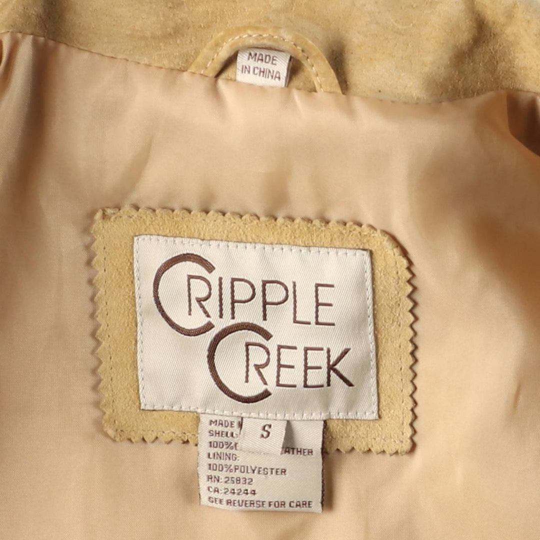 CRIPPLE CREEK Suede Leather Jacket, Women's Size S Genuine suede leather Beige type Vintage Second Hand