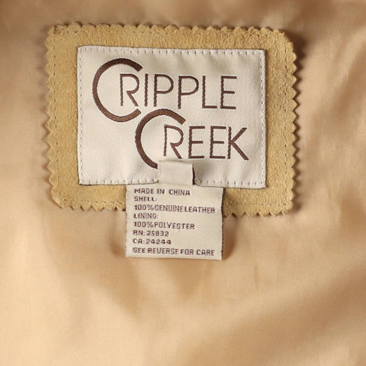 CRIPPLE CREEK Suede Leather Jacket, Women's Size S Genuine suede leather Beige type Vintage Second Hand