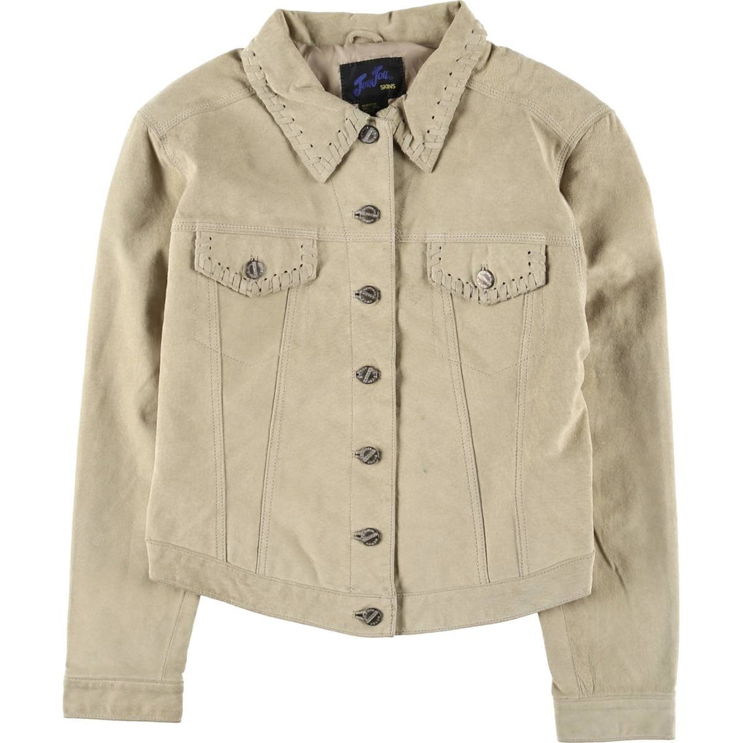 JouJou Suede Leather Jacket, Women's, Size L Genuine suede leather Beige type Vintage Second Hand