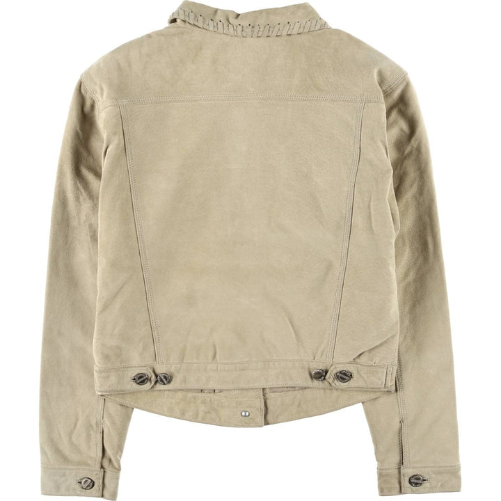 JouJou Suede Leather Jacket, Women's, Size L Genuine suede leather Beige type Vintage Second Hand
