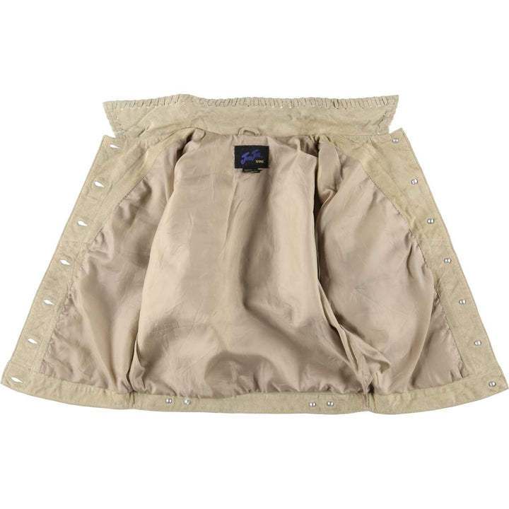 JouJou Suede Leather Jacket, Women's, Size L Genuine suede leather Beige type Vintage Second Hand