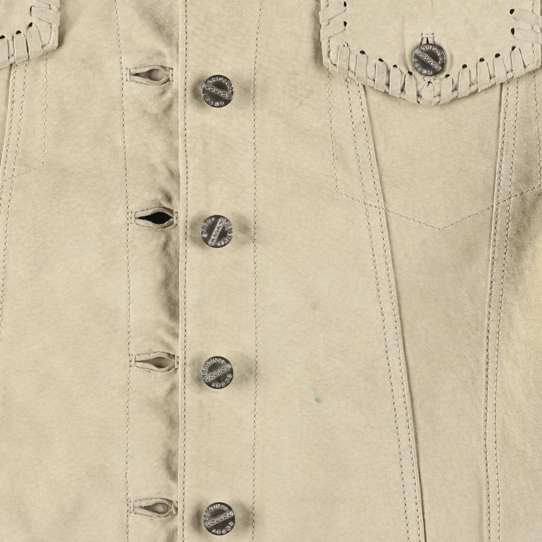 JouJou Suede Leather Jacket, Women's, Size L Genuine suede leather Beige type Vintage Second Hand