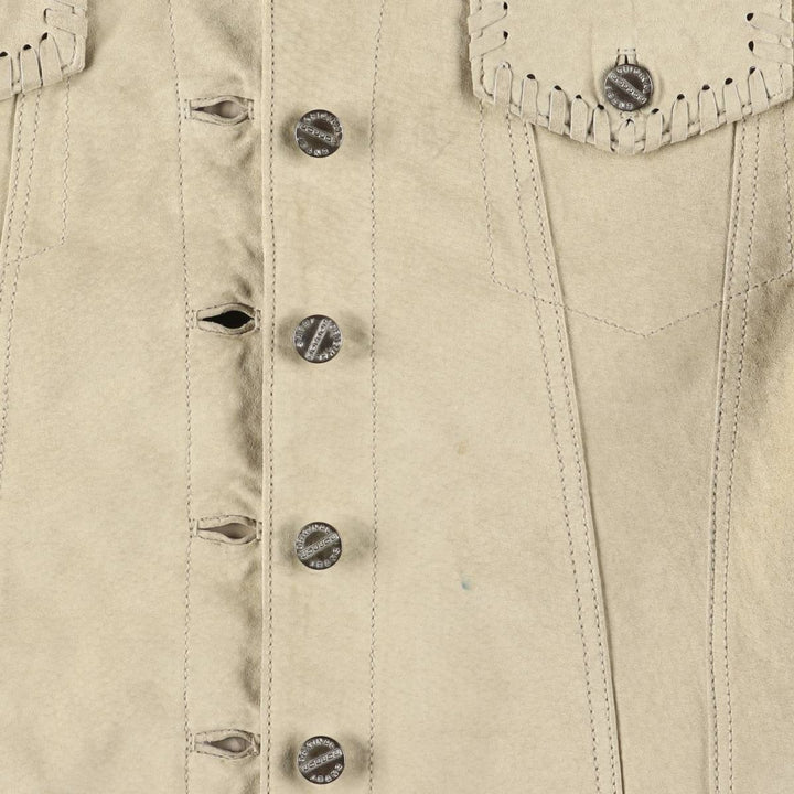 JouJou Suede Leather Jacket, Women's, Size L Genuine suede leather Beige type Vintage Second Hand