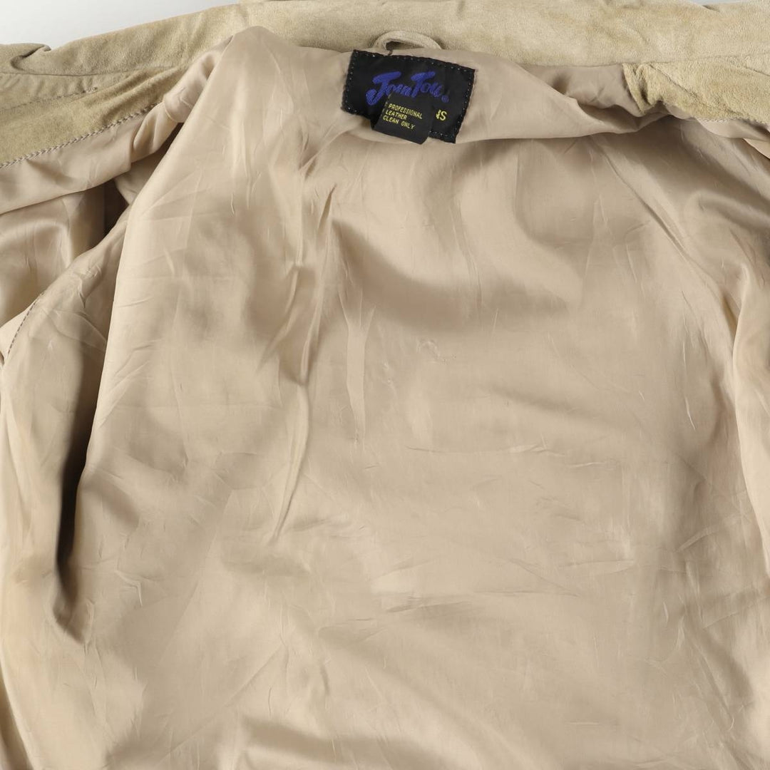 JouJou Suede Leather Jacket, Women's, Size L Genuine suede leather Beige type Vintage Second Hand