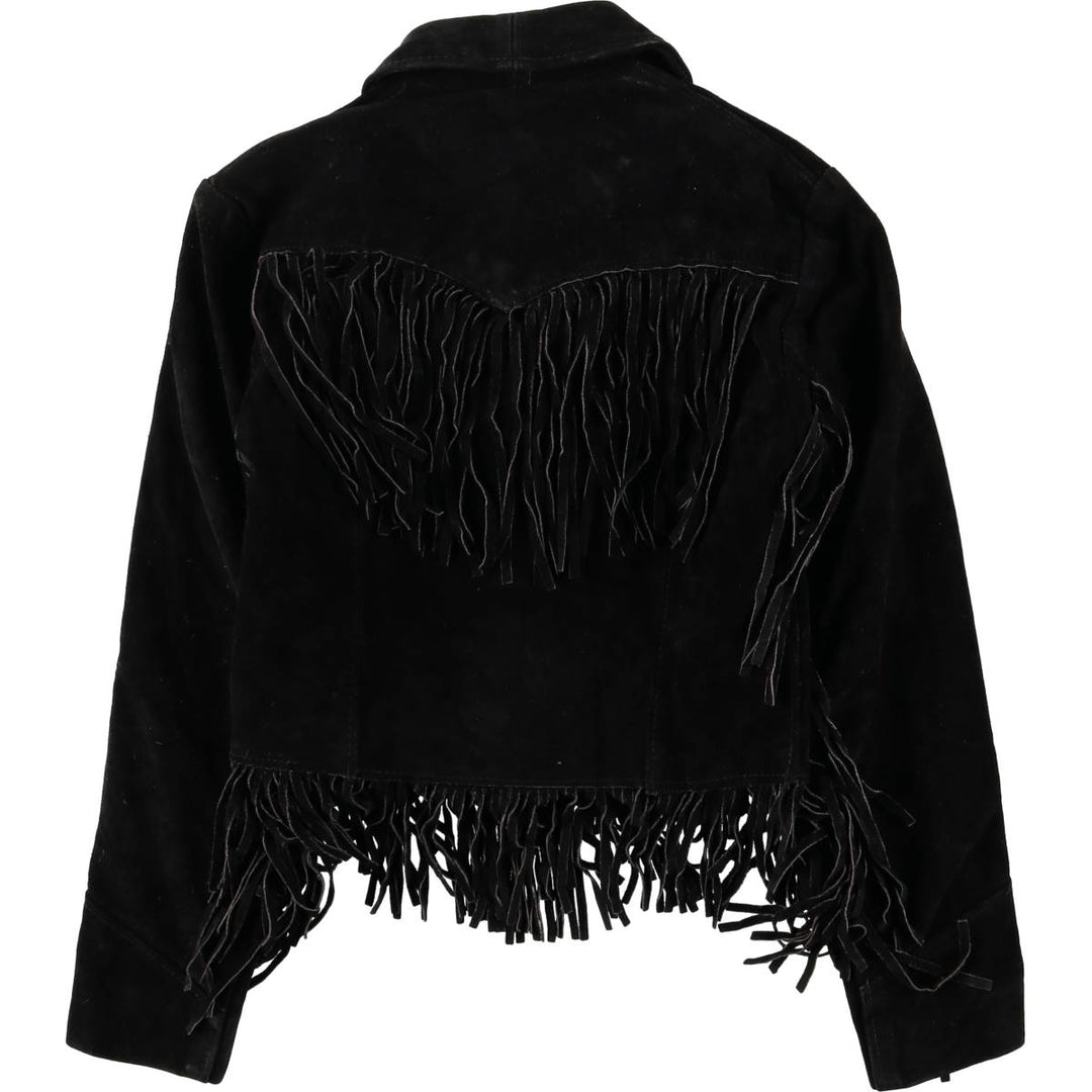 Vintage 1970'S SCHOTT WESTERN cropped fringed suede leather jacket, made in the USA, size small. unclear black type Vintage Second Hand