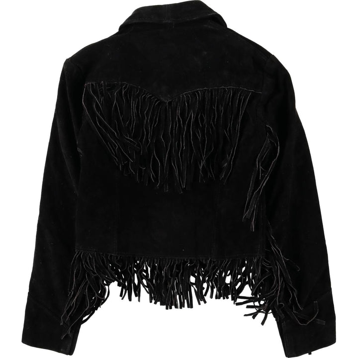 Vintage 1970'S SCHOTT WESTERN cropped fringed suede leather jacket, made in the USA, size small. unclear black type Vintage Second Hand