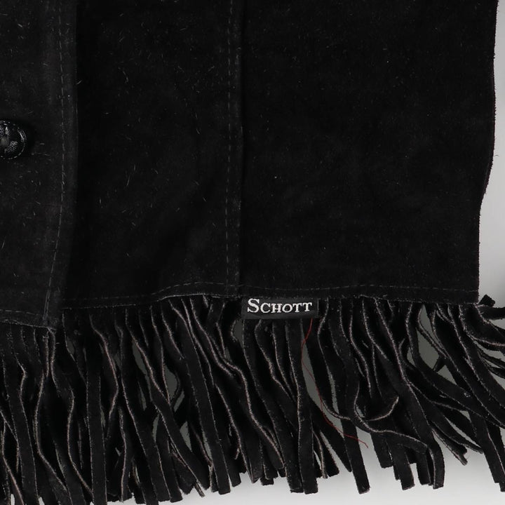 Vintage 1970'S SCHOTT WESTERN cropped fringed suede leather jacket, made in the USA, size small. unclear black type Vintage Second Hand