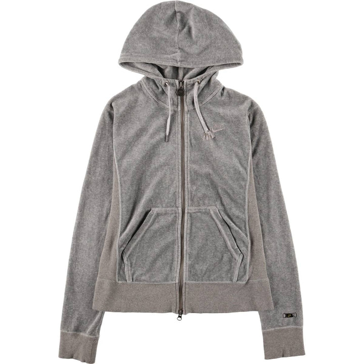 Nike Velour Track Jacket, Women's Size Small cotton gray type Vintage Second Hand
