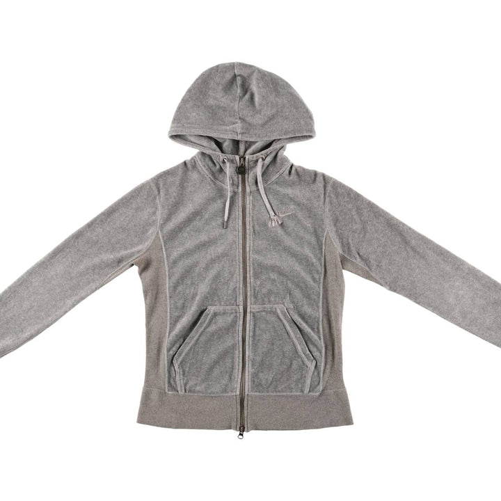 Nike Velour Track Jacket, Women's Size Small cotton gray type Vintage Second Hand