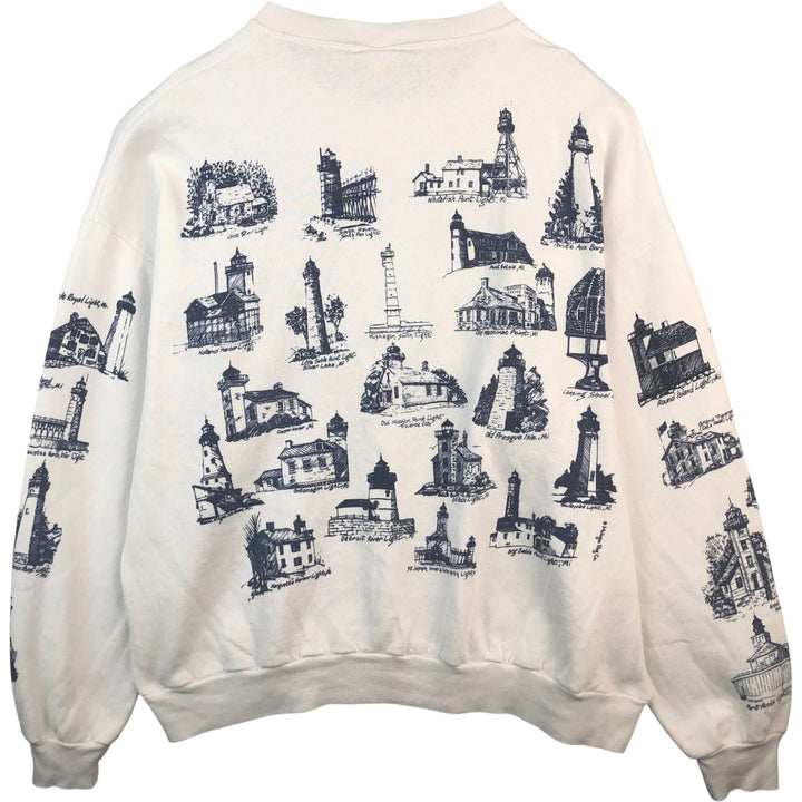 Vintage 80s-90'S Jerzees printed sweatshirt, made in the USA, men's size XXL cotton white type Vintage Second Hand
