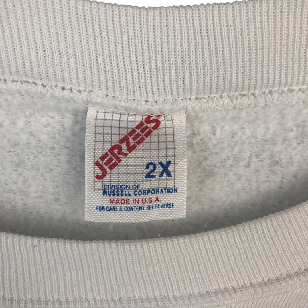 Vintage 80s-90'S Jerzees printed sweatshirt, made in the USA, men's size XXL cotton white type Vintage Second Hand