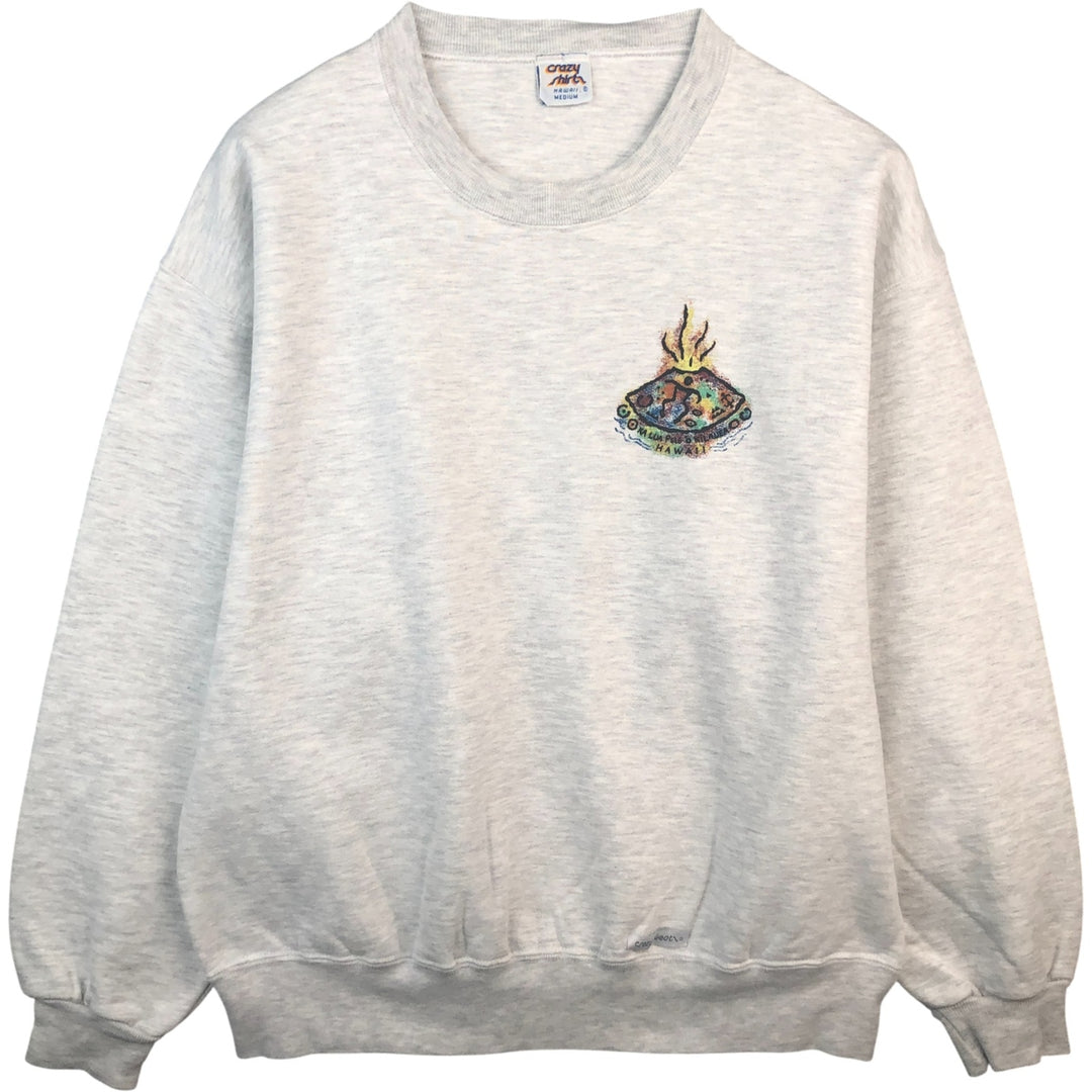 Crazy Shirt Vintage Print Logo Sweatshirt, Made in USA, Men's Size M cotton gray type Vintage Second Hand