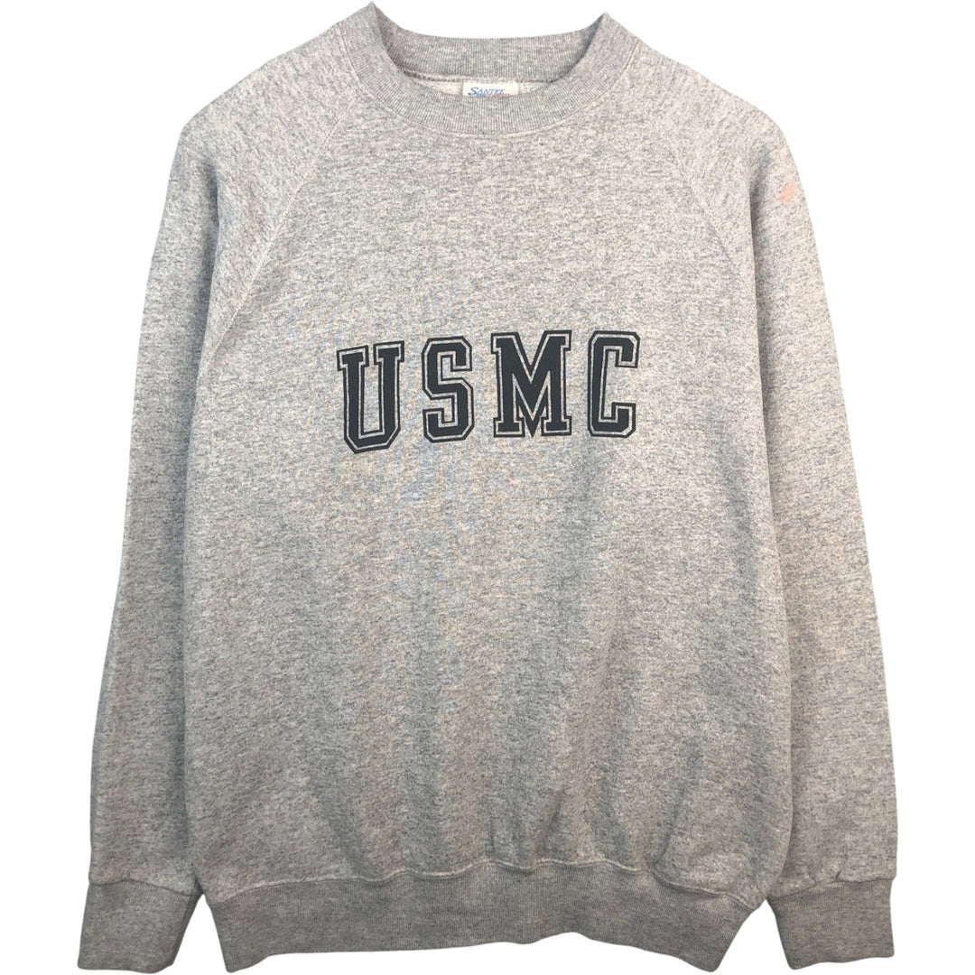 SANTEE SWEATS USMC U.S. Marine Corps Printed Sweatshirt, Made in USA, Men's Size XL polyester gray type Vintage Second Hand