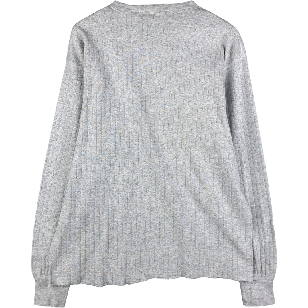 USA Thermal Long T-Shirt, Made in USA, Men's Size L cotton gray type Vintage Second Hand