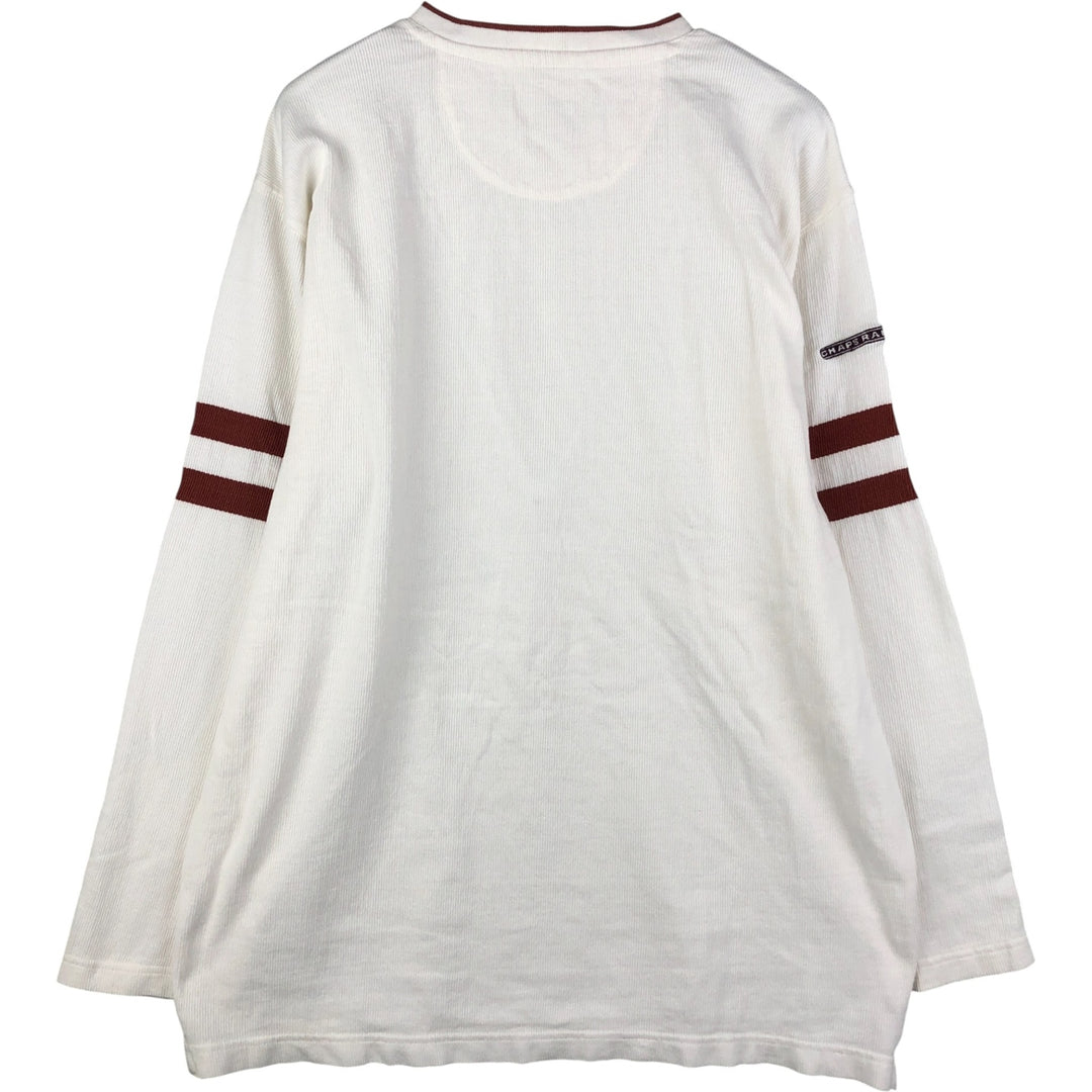 Vintage Ralph Lauren Chaps, V-neck, thermal long-sleeved T-shirt, waffle, men's size L. cotton pale white type Vintage Second Hand