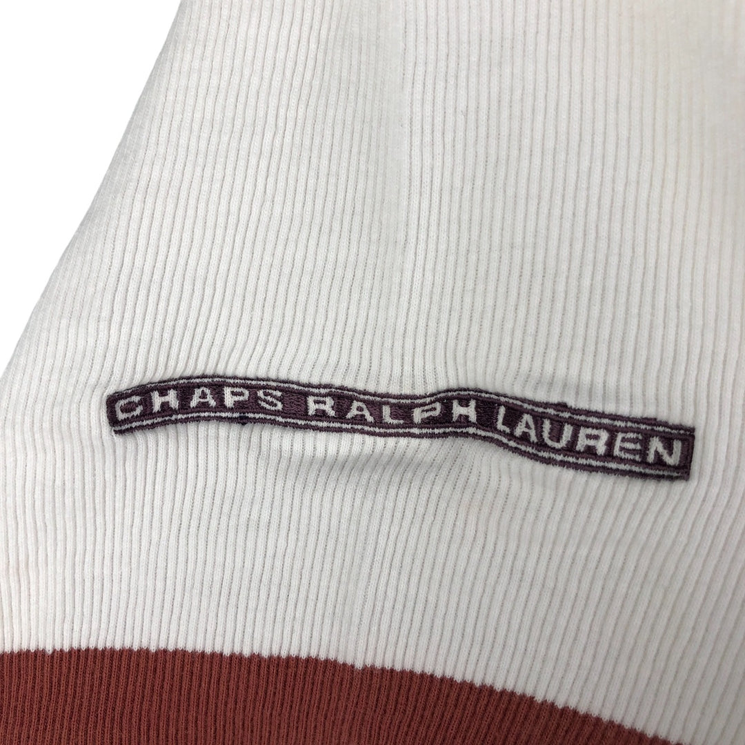 Vintage Ralph Lauren Chaps, V-neck, thermal long-sleeved T-shirt, waffle, men's size L. cotton pale white type Vintage Second Hand