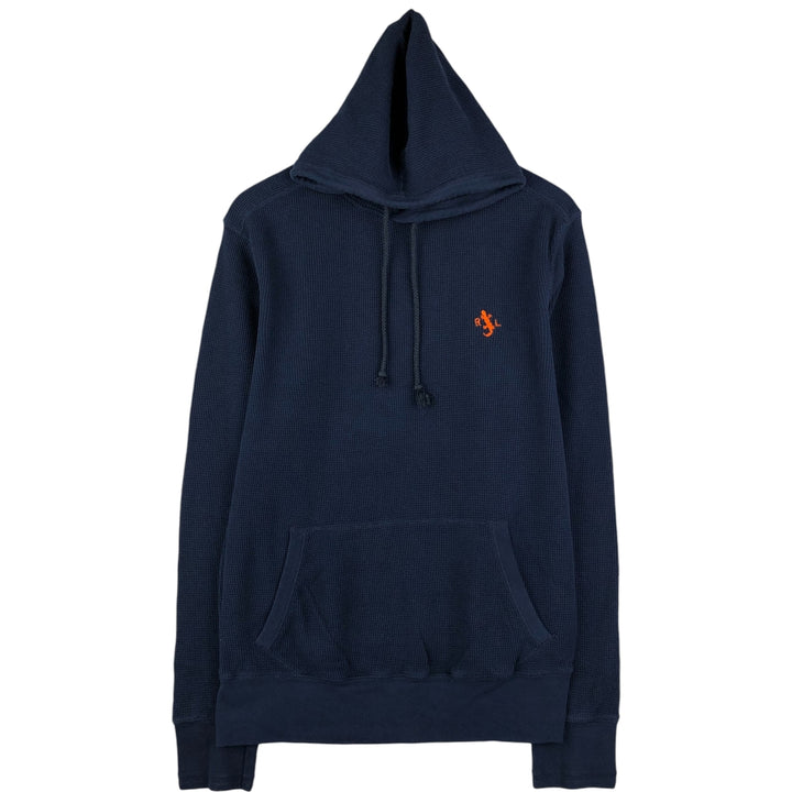 Ralph Lauren POLO by Ralph Lauren hooded thermal long T-shirt, men's size L unclear navy blue type Vintage Second Hand