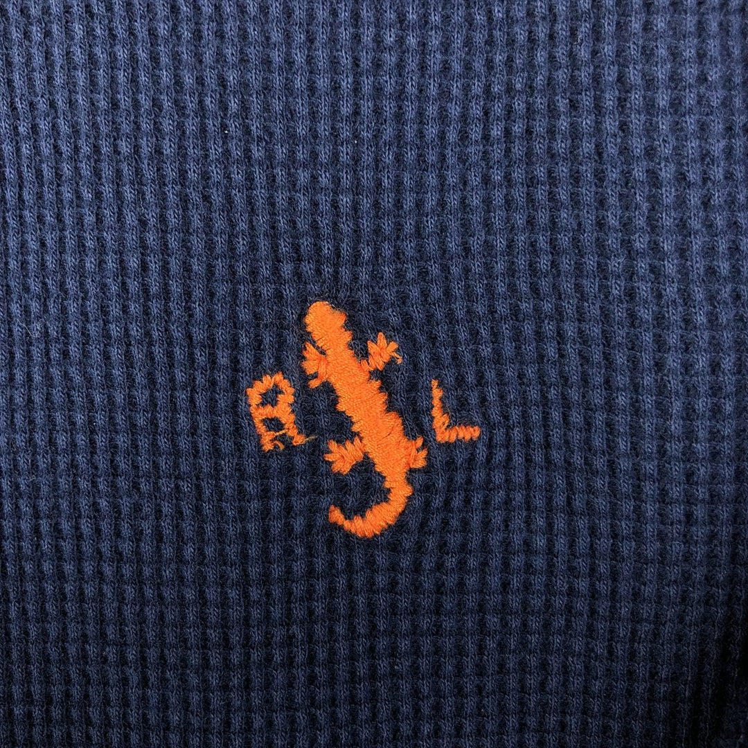 Ralph Lauren POLO by Ralph Lauren hooded thermal long T-shirt, men's size L unclear navy blue type Vintage Second Hand