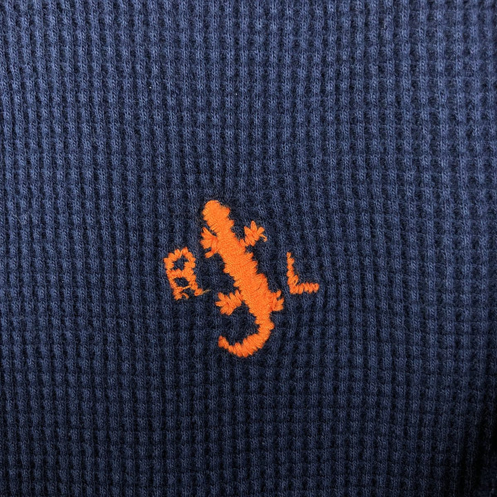 Ralph Lauren POLO by Ralph Lauren hooded thermal long T-shirt, men's size L unclear navy blue type Vintage Second Hand
