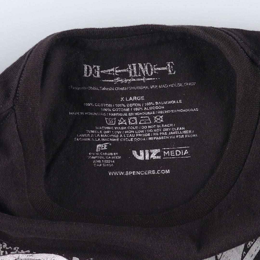 DEATH NOTE Anime Character Print T-Shirt Men's XL cotton black type Vintage Second Hand
