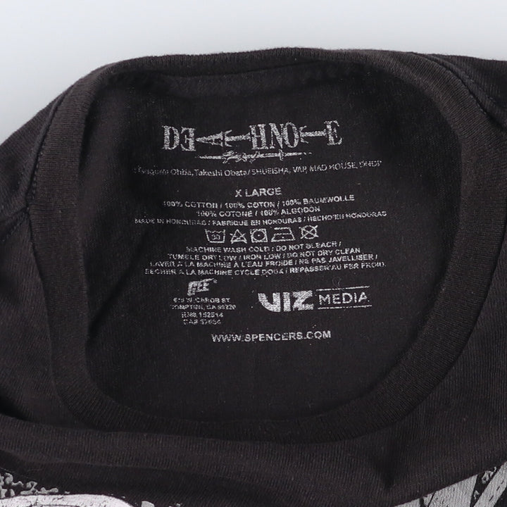 DEATH NOTE Anime Character Print T-Shirt Men's XL cotton black type Vintage Second Hand