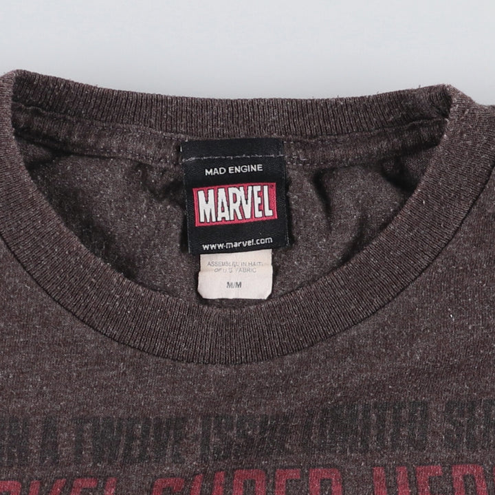 MARVEL Anime Character Print T-Shirt, Men's Size Medium cotton Charcoal Vintage Second Hand
