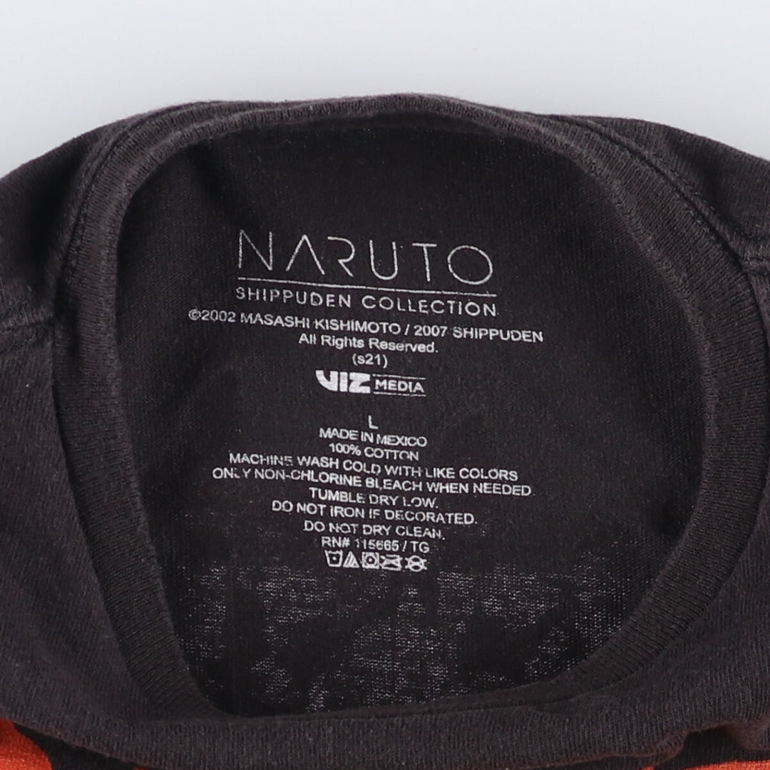 NARUTO SHIPPUDEN Naruto Shippuden Uzumaki Naruto Uchiha Sasuke Anime Character Print T-Shirt Men's Size L cotton black type Vintage Second Hand