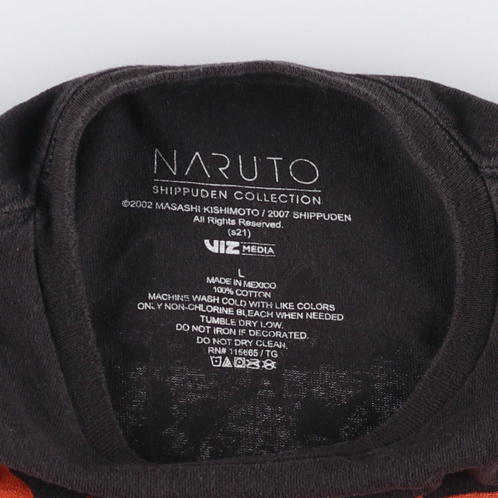 NARUTO SHIPPUDEN Naruto Shippuden Uzumaki Naruto Uchiha Sasuke Anime Character Print T-Shirt Men's Size L cotton black type Vintage Second Hand