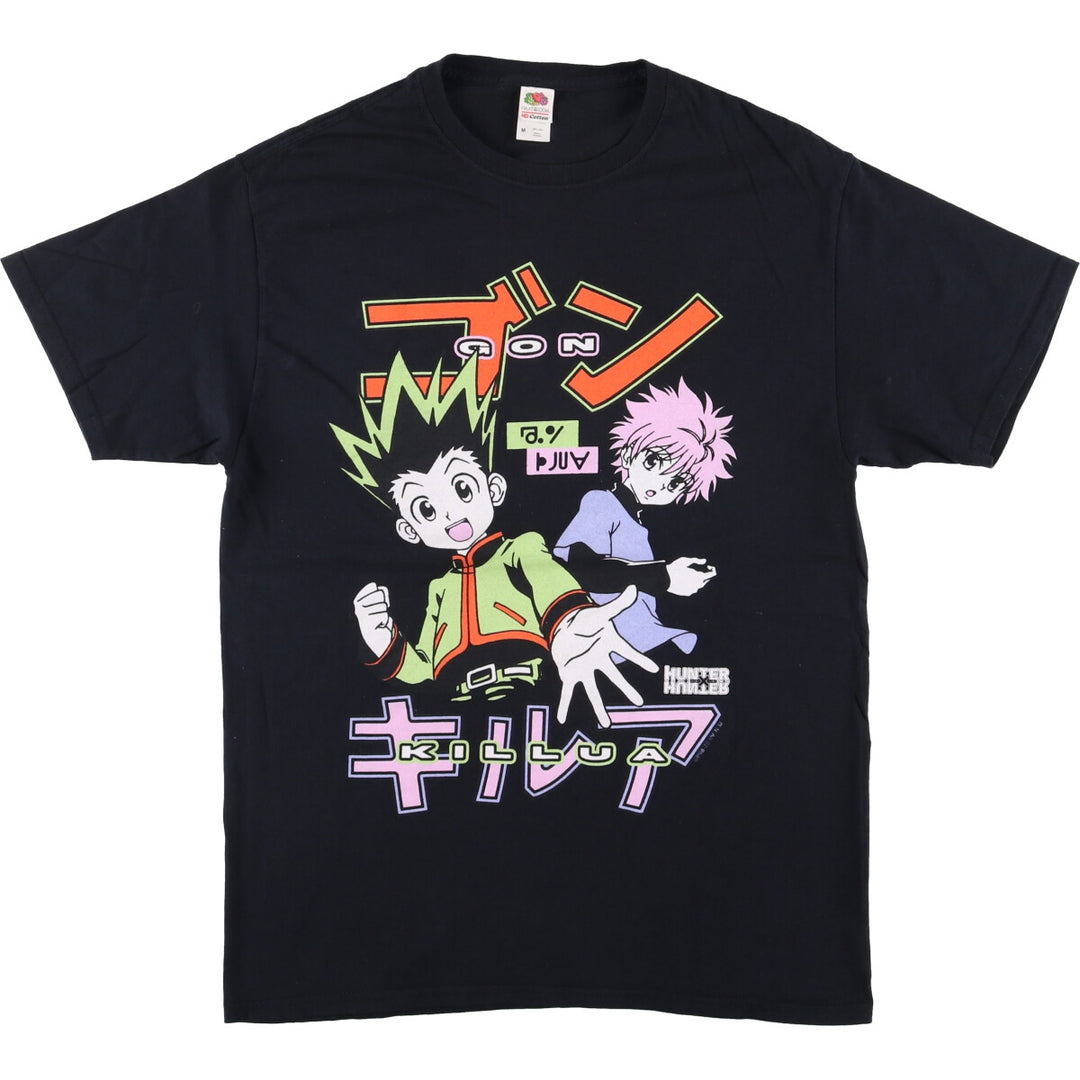 FRUIT OF THE LOOM HUNTERxHUNTER Anime Character Print T-Shirt, Men's Size M cotton black type Vintage Second Hand