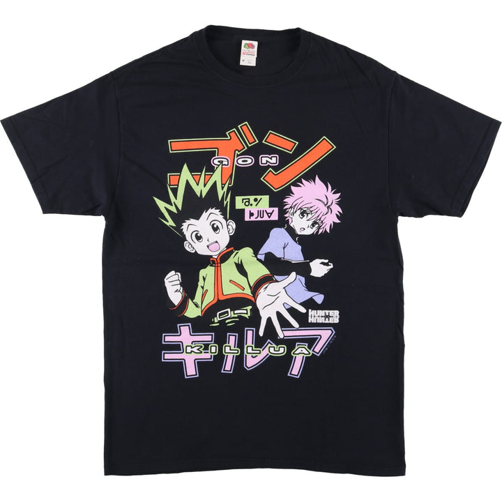 FRUIT OF THE LOOM HUNTERxHUNTER Anime Character Print T-Shirt, Men's Size M cotton black type Vintage Second Hand