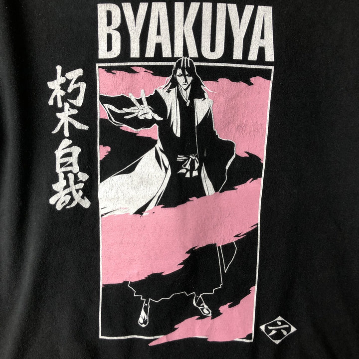 BLEACH Anime Character Print T-Shirt, Men's M Size cotton black type Vintage Second Hand
