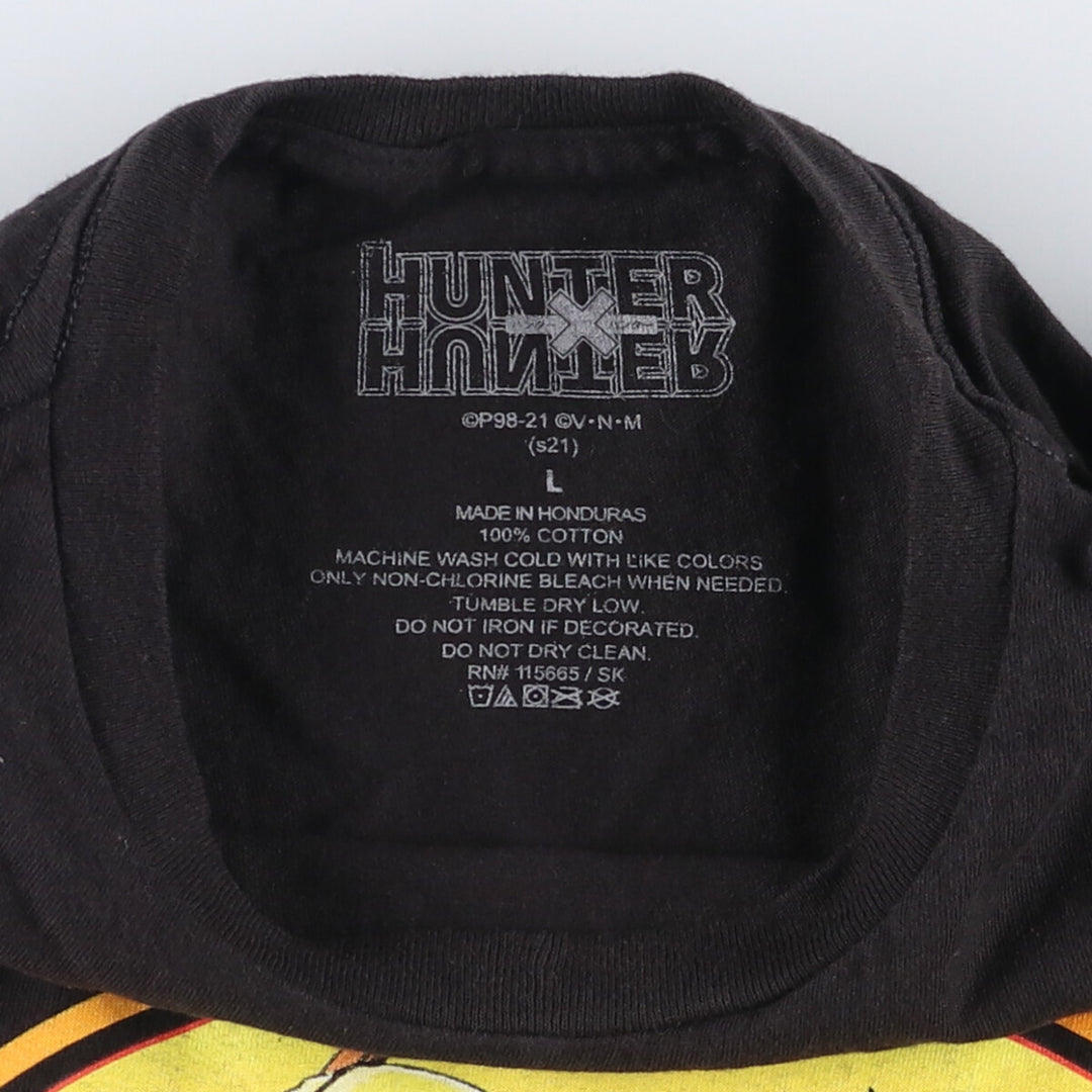 HUNTERxHUNTER Anime Character Print T-Shirt, Men's Size L cotton black type Vintage Second Hand