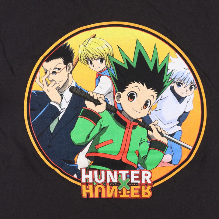 HUNTERxHUNTER Anime Character Print T-Shirt, Men's Size L cotton black type Vintage Second Hand