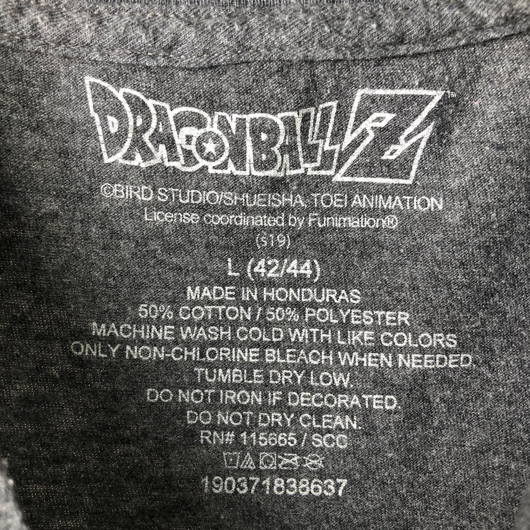 DRAGONBALL Z Dragon Ball Z Cut-Off Anime Character Print T-Shirt, Men's Size L cotton Charcoal Vintage Second Hand