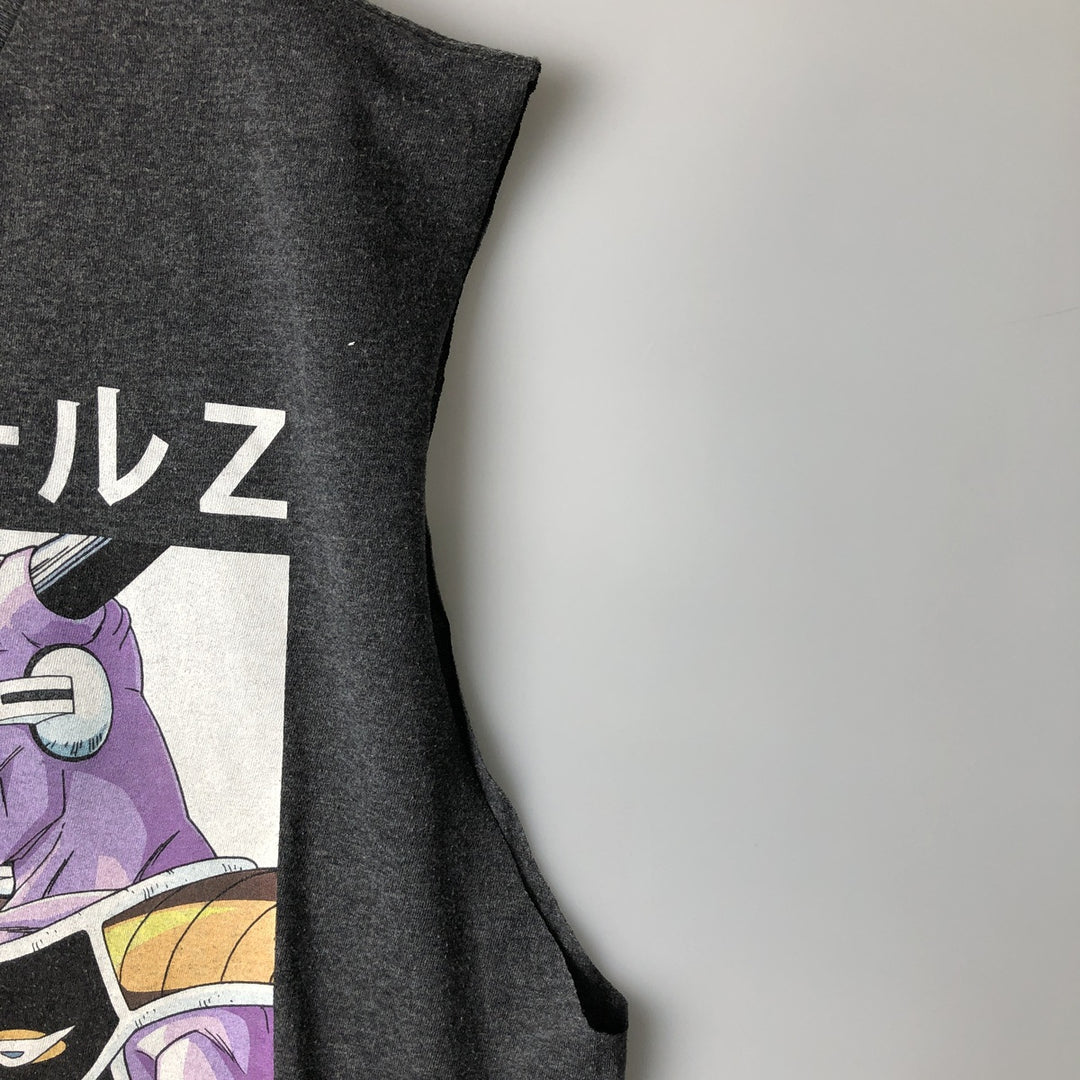 DRAGONBALL Z Dragon Ball Z Cut-Off Anime Character Print T-Shirt, Men's Size L cotton Charcoal Vintage Second Hand
