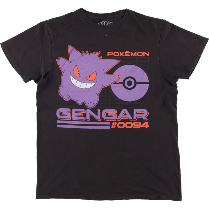 POKEMON Gengar character print T-shirt, men's size M cotton black type Vintage Second Hand