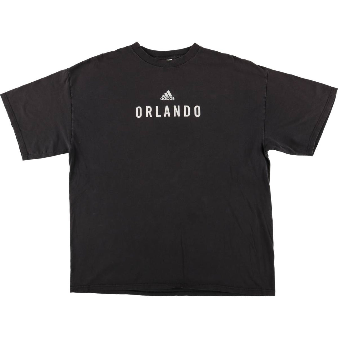 00'S Adidas logo print T-shirt, men's XL size cotton black type Vintage Second Hand