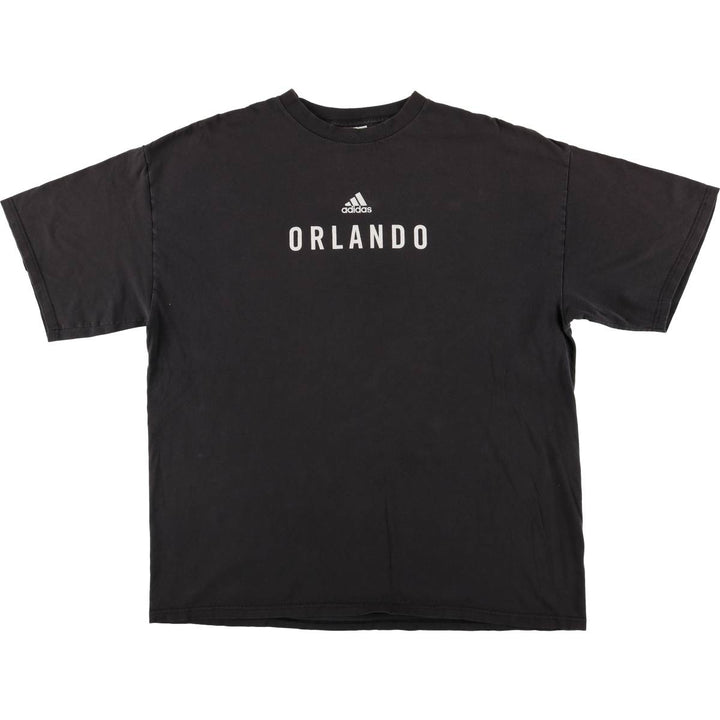 00'S Adidas logo print T-shirt, men's XL size cotton black type Vintage Second Hand