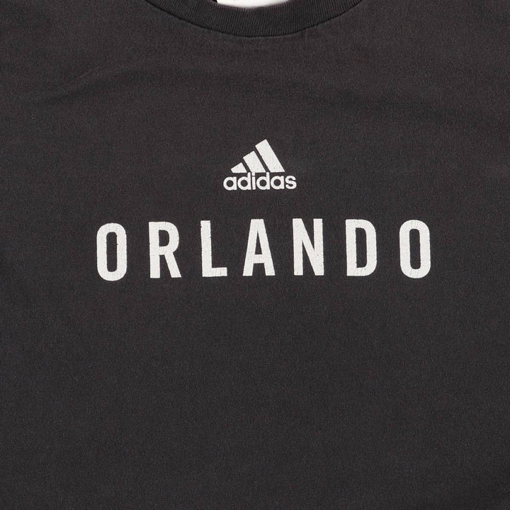 00'S Adidas logo print T-shirt, men's XL size cotton black type Vintage Second Hand