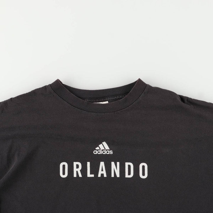 00'S Adidas logo print T-shirt, men's XL size cotton black type Vintage Second Hand